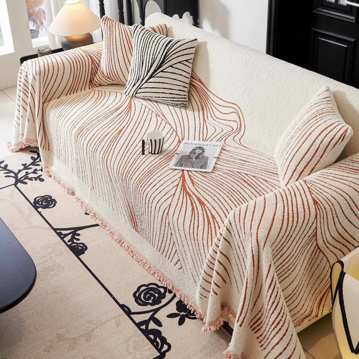 Cozy Striped Sofa Throw Blanket L Shaped Sectional Couch Covers Luxury Throws for Sofas