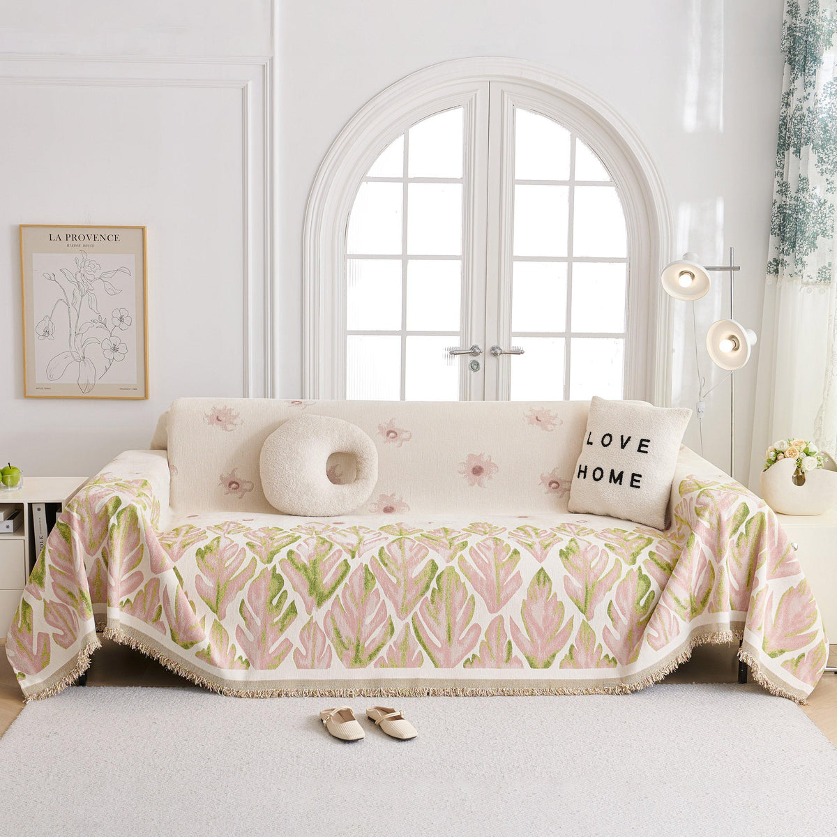 Soft Woven Leaf Couch Blanket, Pet-friendly Sectional Sofa Slipcover For Cats Dogs