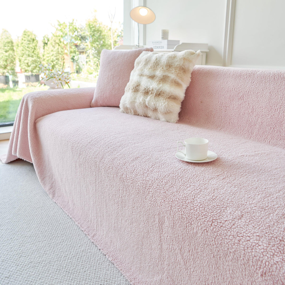 Thick Sherpa Fleece Sofa Protector Cover Stylish Durable Slipcovers for Couches and Chairs