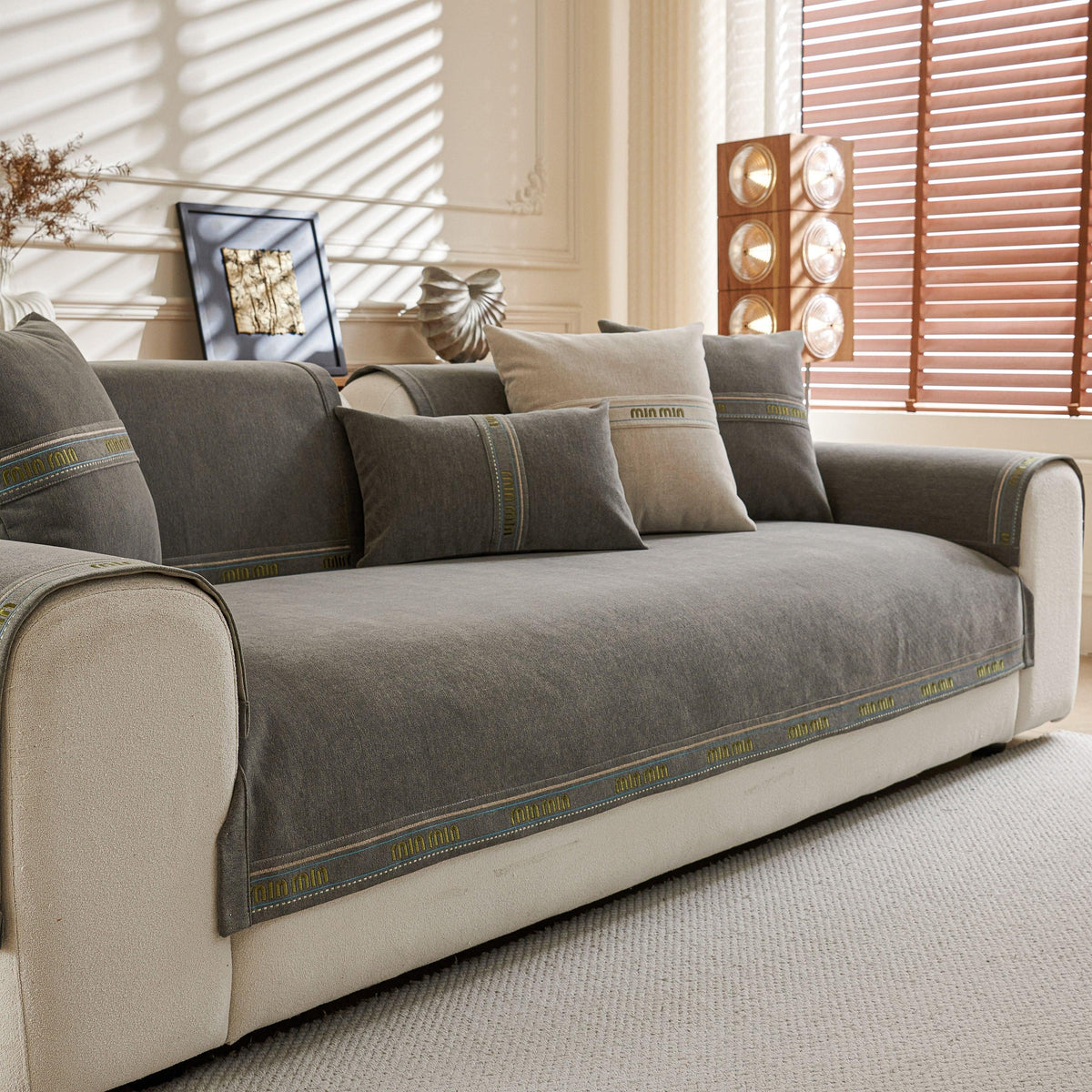 Chenille Sofa Cover Pet Mat, Non-Slip Couch Protector for Sectional & L-Shaped Sofas