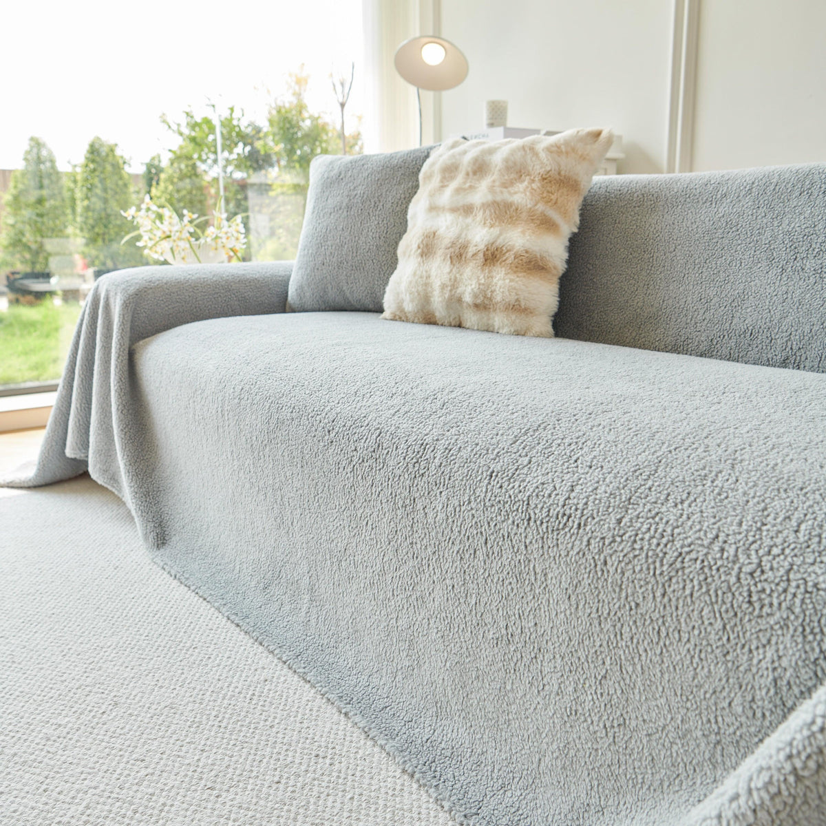 Thick Sherpa Fleece Sofa Protector Cover Stylish Durable Slipcovers for Couches and Chairs