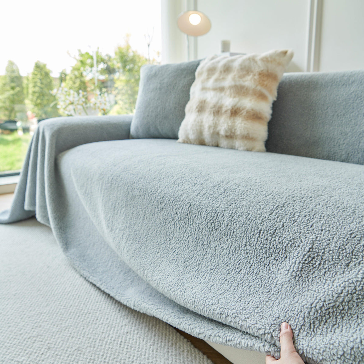 Thick Sherpa Fleece Sofa Protector Cover Stylish Durable Slipcovers for Couches and Chairs