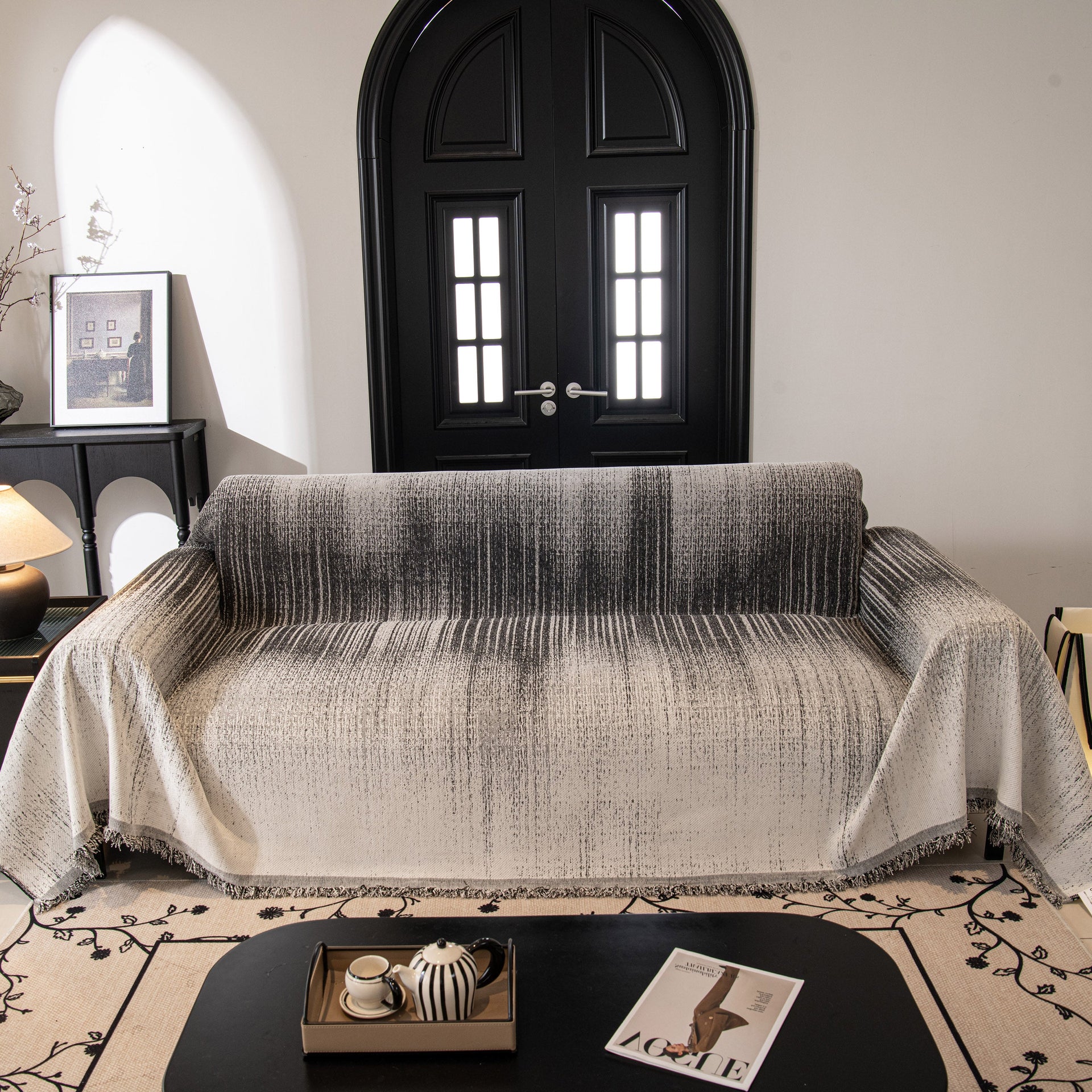 Modern Textured Sofa Cover Blanket, Tightly Woven Pet Sofa Throw for Sectional Couches