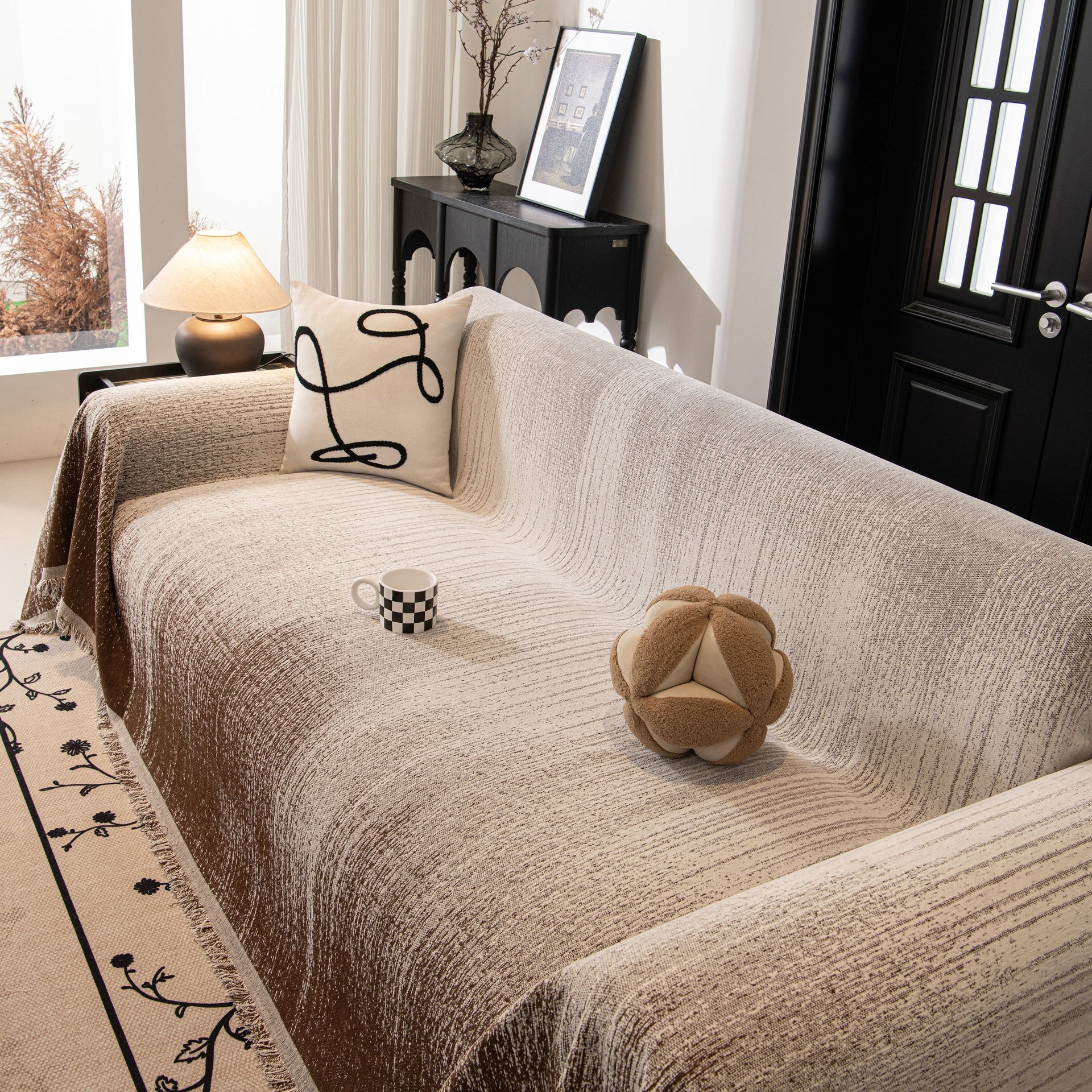 Modern Textured Sofa Cover Blanket, Tightly Woven Pet Sofa Throw for Sectional Couches