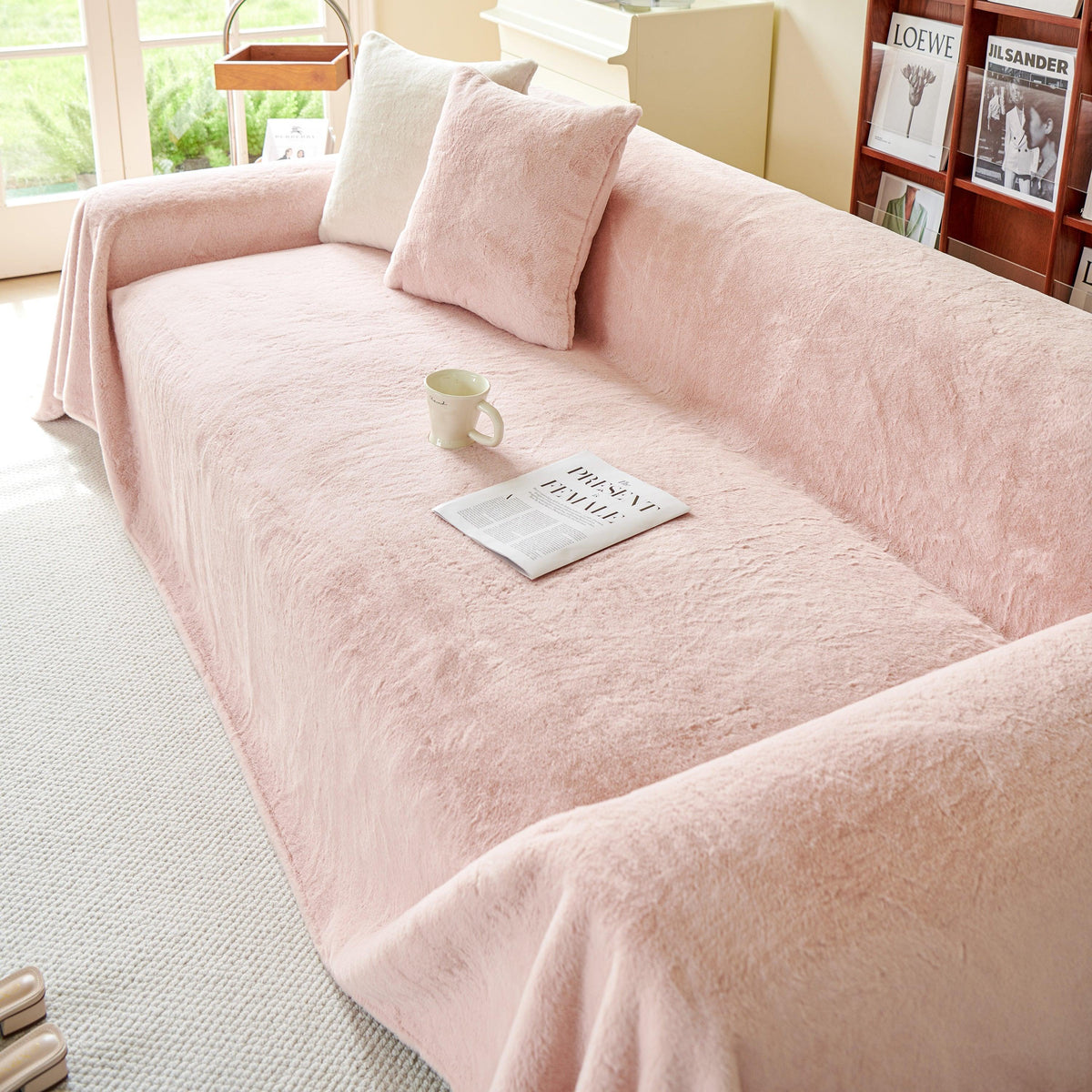 Faux Fur Smooth Plush Comfy Couch Covers, Soft Thicked Durable Blankets and Throws for Sofas