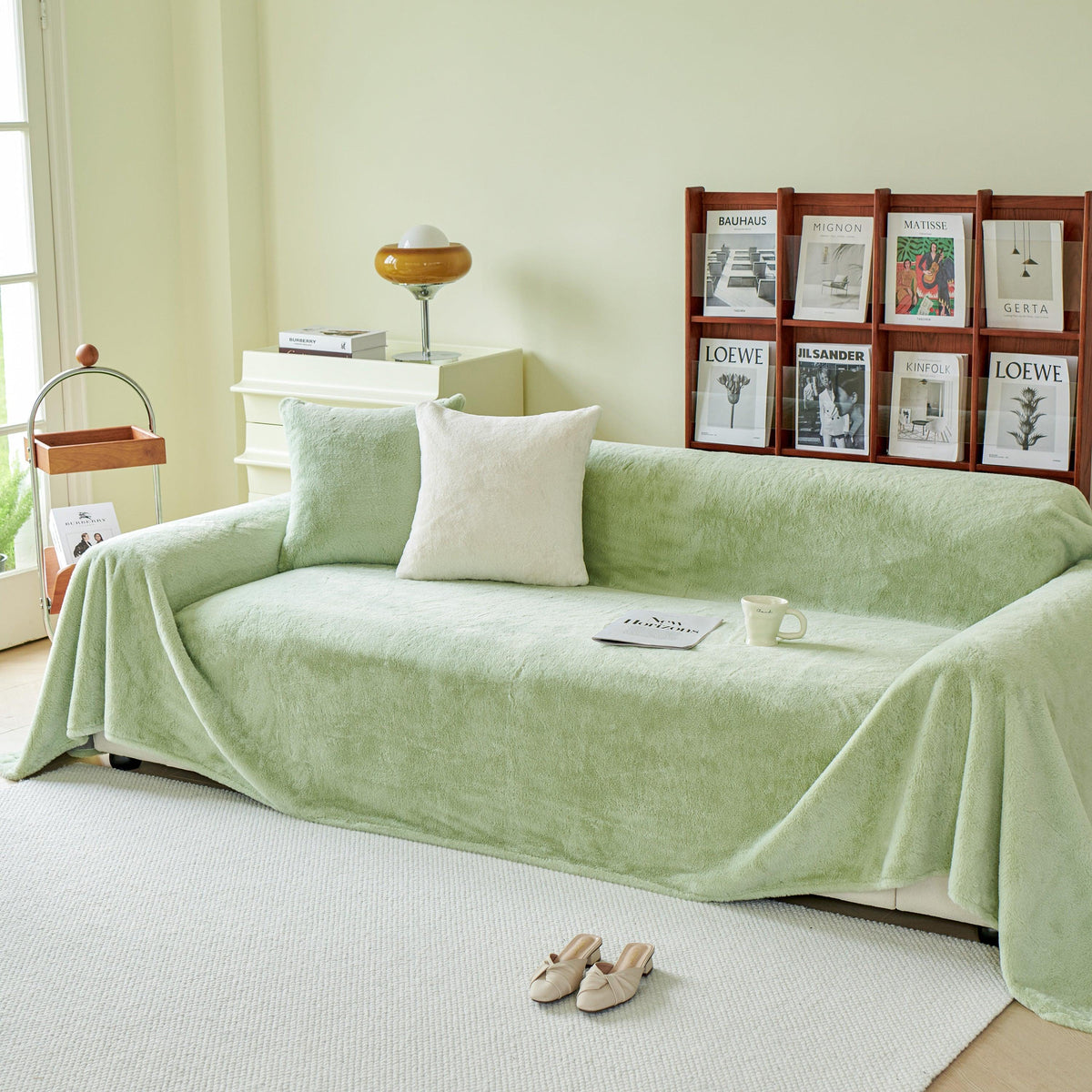 Faux Fur Smooth Plush Comfy Couch Covers, Soft Thicked Durable Blankets and Throws for Sofas