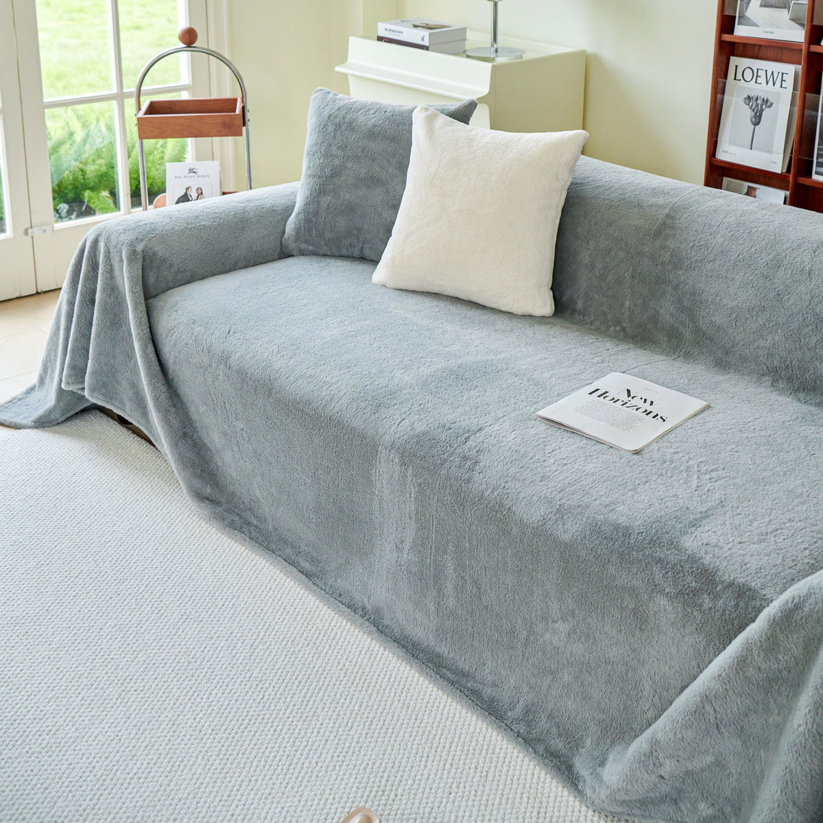 Faux Fur Smooth Plush Comfy Couch Covers, Soft Thicked Durable Blankets and Throws for Sofas