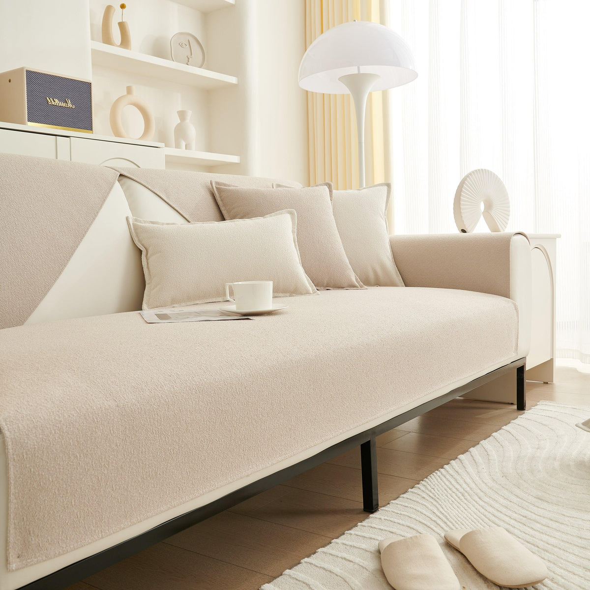 Luxurious Teddy Velvet Solid Sofa Towel - Non-Slip Waterproof Sofa Cover Furniture Protector and Pet Couch Cover