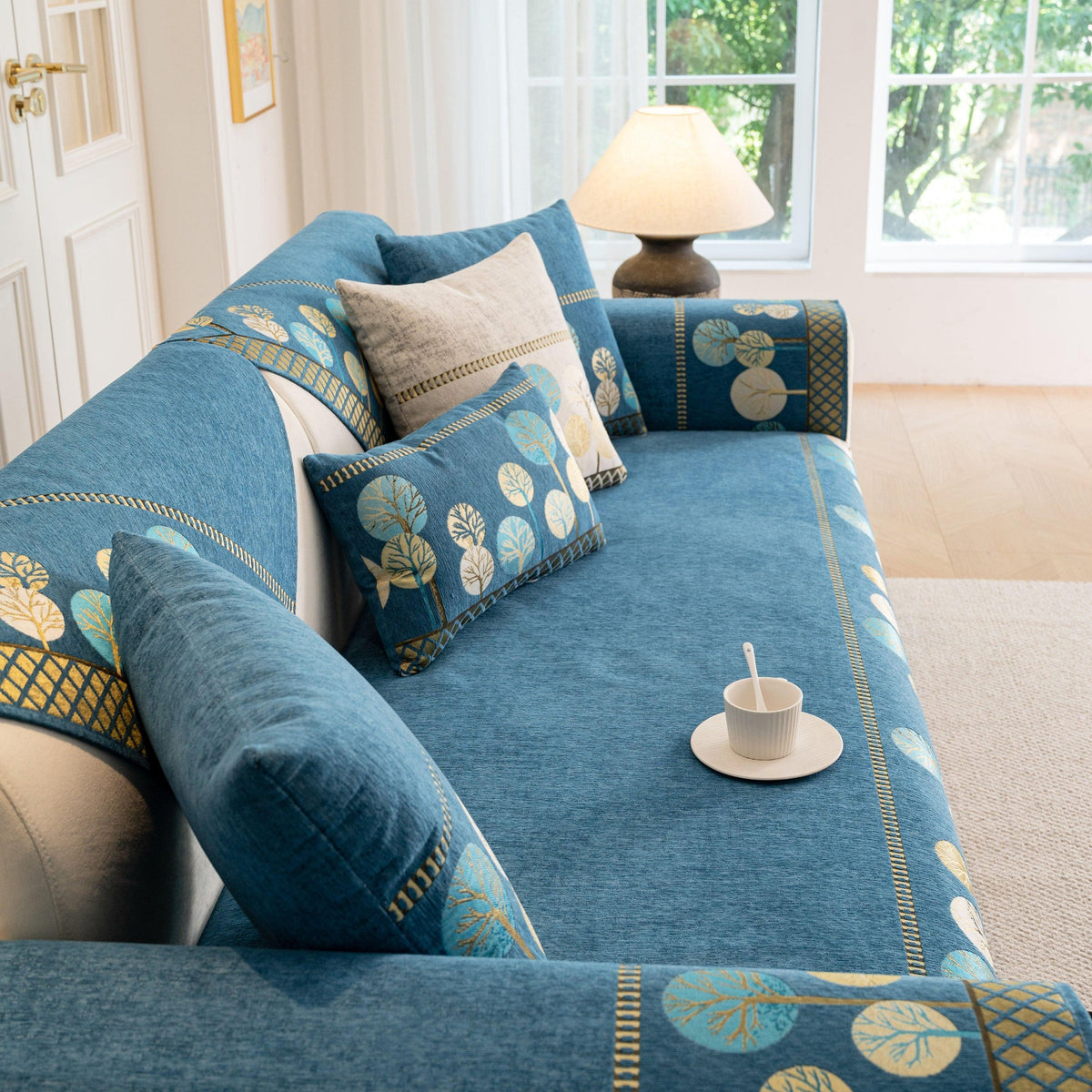 Sofa Cover for Couch, Non-Slip Sectional Couch Cover with Woven Tree Pattern