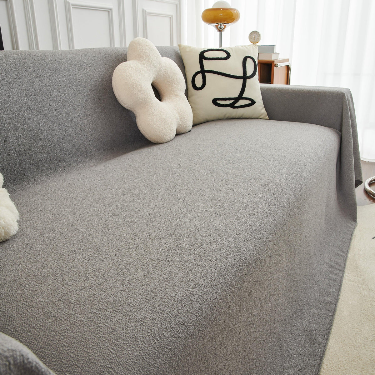 Teddy Throw Blanket and Stylish Slipcover for Couch, Waterproof Sofa Cover for Pets