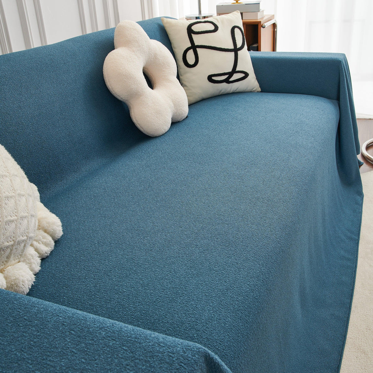 Teddy Throw Blanket and Stylish Slipcover for Couch, Waterproof Sofa Cover for Pets