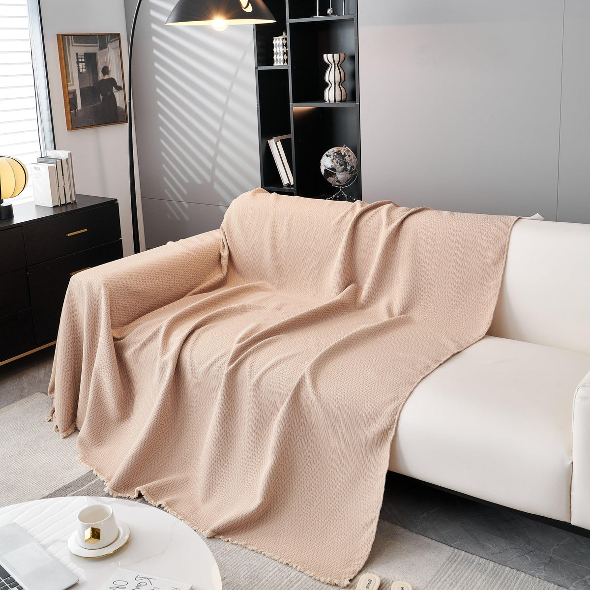 Waterproof Scratch Proof Herringbone Large Throw Blanket for Couch, Chenille Couch Cushion Covers for Pets