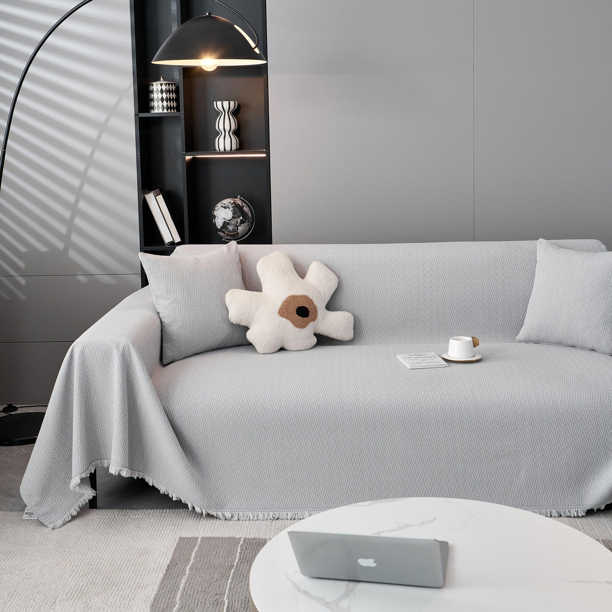 Waterproof Scratch Proof Herringbone Large Throw Blanket for Couch, Chenille Couch Cushion Covers for Pets