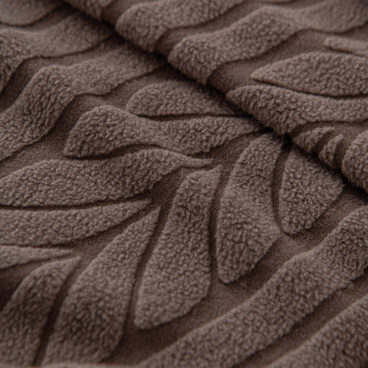 Plush Fleece Sofa Slipcover with 3D Wheat Pattern, Cozy High-Stretch Couch Cover