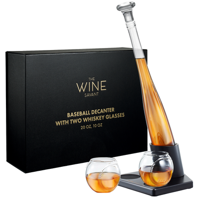 Baseball Themed Whiskey Decanter Set - 20Oz Bat Shaped Decanter with 2 11OZ Glasses, Perfect Birthday Gift for Men, Brothers, Boyfriends, Coaches – Ideal for Liquor, Tequila and Bourbon with Gift Box