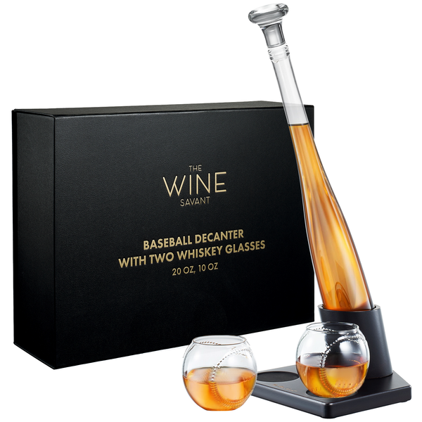 Baseball Themed Whiskey Decanter Set - 20Oz Bat Shaped Decanter with 2 11OZ Glasses, Perfect Birthday Gift for Men, Brothers, Boyfriends, Coaches – Ideal for Liquor, Tequila and Bourbon with Gift Box