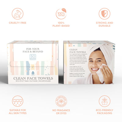 100 XL Clean Facial Towels – Biodegradable, Ultra-Soft & Safe for Sensitive Skin