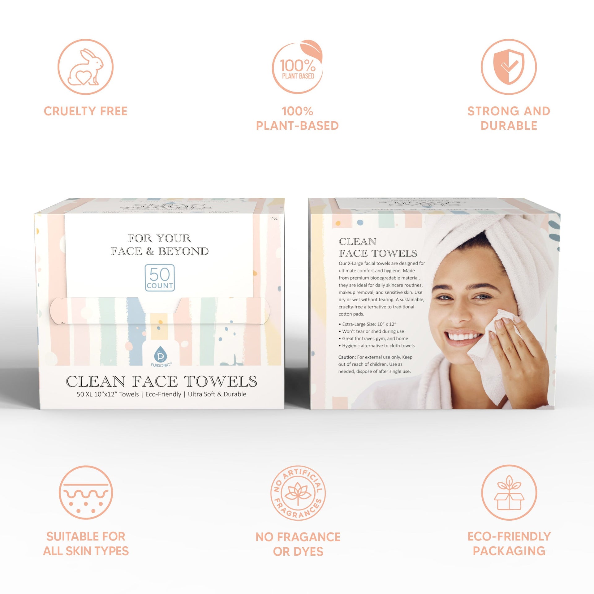Complete Head-to-Toe Cleansing Set – Advanced Facial Brush + Biodegradable Clean Towels + Bamboo Body Brush