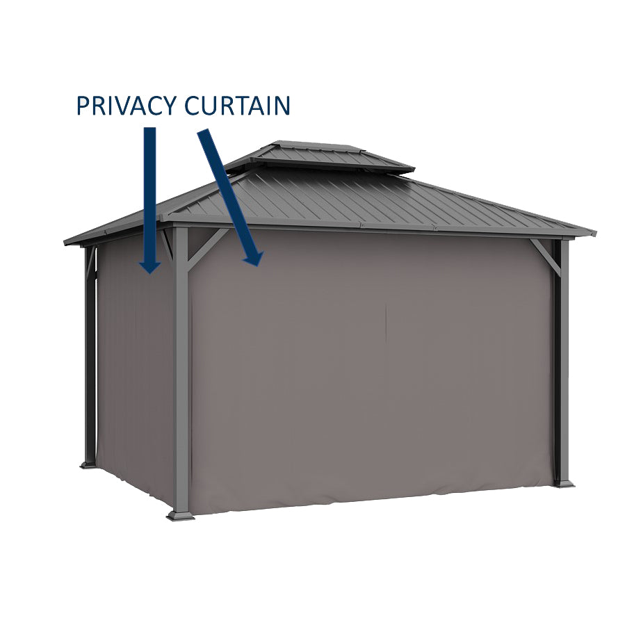 Shade N' Shelters 10' x 14' Duncan / McKinley Hardtop Gazebo Privacy Curtain with Hooks