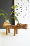 CARVED TEAK WOOD CROCODILE BENCH