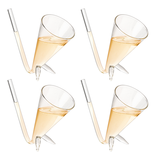 Champagne Shooter - Chug Flutes Guzzler Glasses Unique Gifts for Bachelorette Party Favors & White Elephant Gifts, Drinking Games, Self Standing - Prosecco & More Bong Style, Reusable Acrylic 4pk