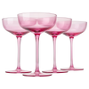 The Wine Savant Colored Coupe Glass | 7oz | Set of 4 Colorful Champagne & Cocktail Glasses, Fancy Manhattan, Crystal Martini, Cocktails Set, Margarita Bar Glassware Gift, Vintage (Blush Pink)