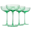 The Wine Savant Colored Coupe Glass | 7oz | Set of 4 Colorful Champagne & Cocktail Glasses, Fancy Manhattan, Crystal Martini, Cocktails Set, Margarita Bar Glassware Gift, Vintage (Green)