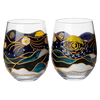 Vincent Van Gogh Wine Glasses Artisanal Hand Painted Stemless Set of 2 - The Wine Savant - 2 Set of Tumblers - Artistic Gift Idea for Her, Him, Birthday, Housewarming - Extra Large Goblets (18.5 OZ)