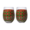 The Wine Savant Crystal New Years Artisanal Hand Painted Stemless Glasses Set of 2 - Rennesance Romantic Stain-glassed Windows - Festive Holiday Perfect for Holidays Parties, Gifts for Him & Her