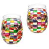Renaissance Stained Wine Glasses Set of 2 by The Wine Savant - Festive Colorful Coffee Cups, Stained Window, Multicolored, Home Bar Gift, Colored Drinkware, Rainbow Glassware (Stemless)