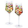 The Wine Savant Renaissance Stained Wine Glasses Set of 2 Festive Colorful Coffee Cups, Multicolored, Home Bar Gift, Colored Drinkware, Rainbow Glassware (Stemmed)