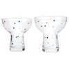 The Wine Savant Hand Blown Margarita Glass – Luxury Hand Blown Confetti Margarita, Martini & Champagne Glasses Cinco de Mayo, Hand Blown Glass – Large Party (Polka Dot Vintage Design)