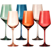 Colored Crystal Wine Glass Set of 6, Gift For Him, Her, Wife, Friend - Large 12 oz Glasses, Unique Italian Style Tall Drinkware - Red & White, Dinner, Color Beautiful Glassware - (Pastel)