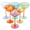 Vintage Art Deco Coupe for Champagne, Martini, Cocktails, Glasses | Set of 6 | 7 oz Classic Cocktail Glassware - Manhattan, Cosmopolitan, Sidecar, Crystal Speakeasy Style Saucer Goblets with Stems