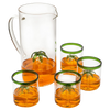 Palm Tree Pitcher & 4 Glasses Set Decanter with 4 Glasses 9oz by The Wine Savant - Elegant Glass Set, Great for Water Iced Tea, Sangria, Lemonade, and More! 1300ml 9