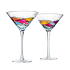 The Wine Savant Artisanal Hand Painted Stemless - Rennesance Romantic Stain-glassed Windows Wine Glasses Set of 2 - Gift Idea for Her, Him, Birthday, Housewarming - Extra Large Goblets (Martini)