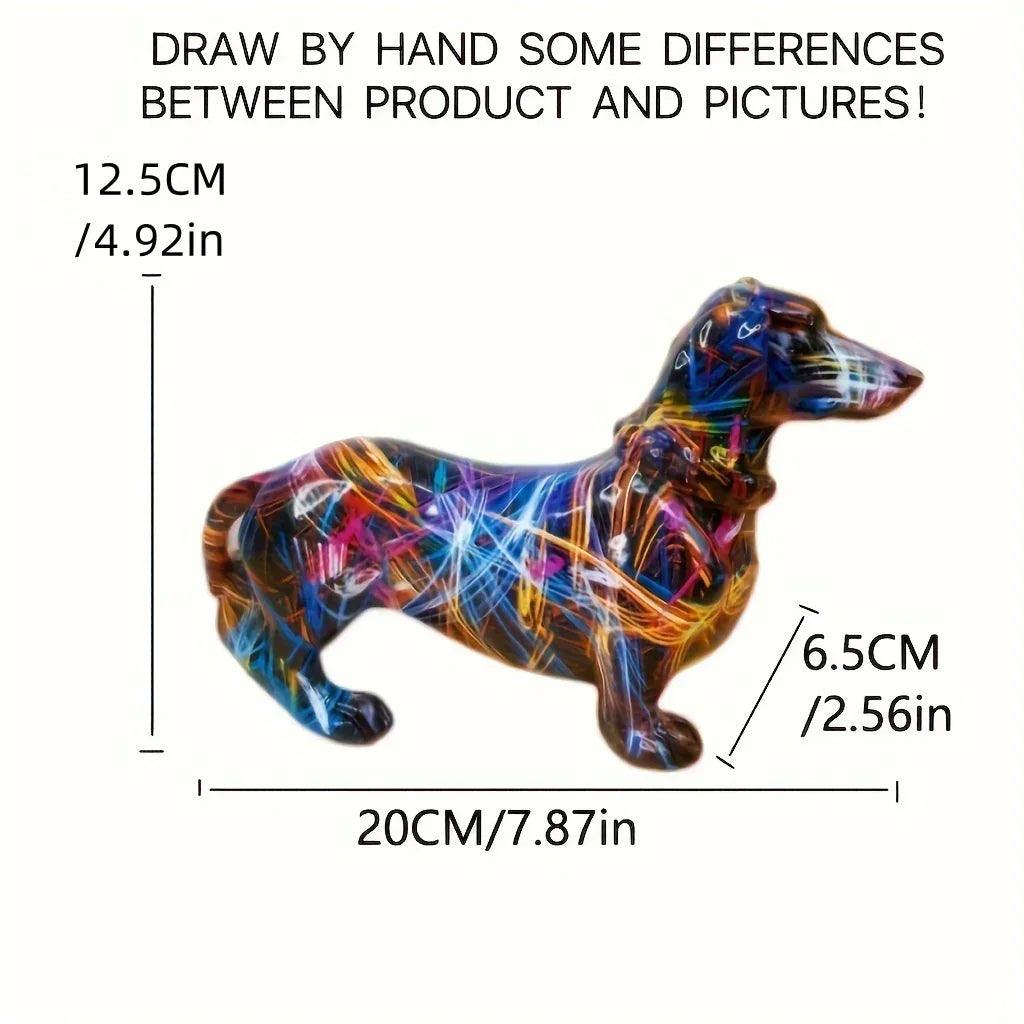 Dachshund Figurine - Modern Rainbow Ceramic