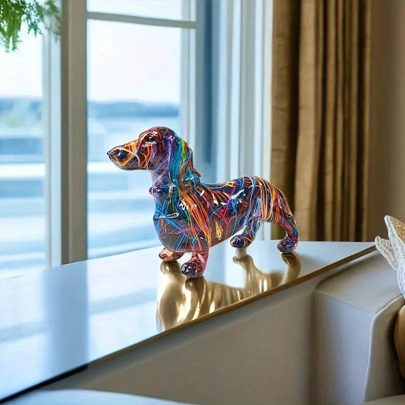 Dachshund Figurine - Modern Rainbow Ceramic