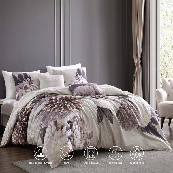Bebejan Dahlia Purple 5 Piece Reversible Comforter Set