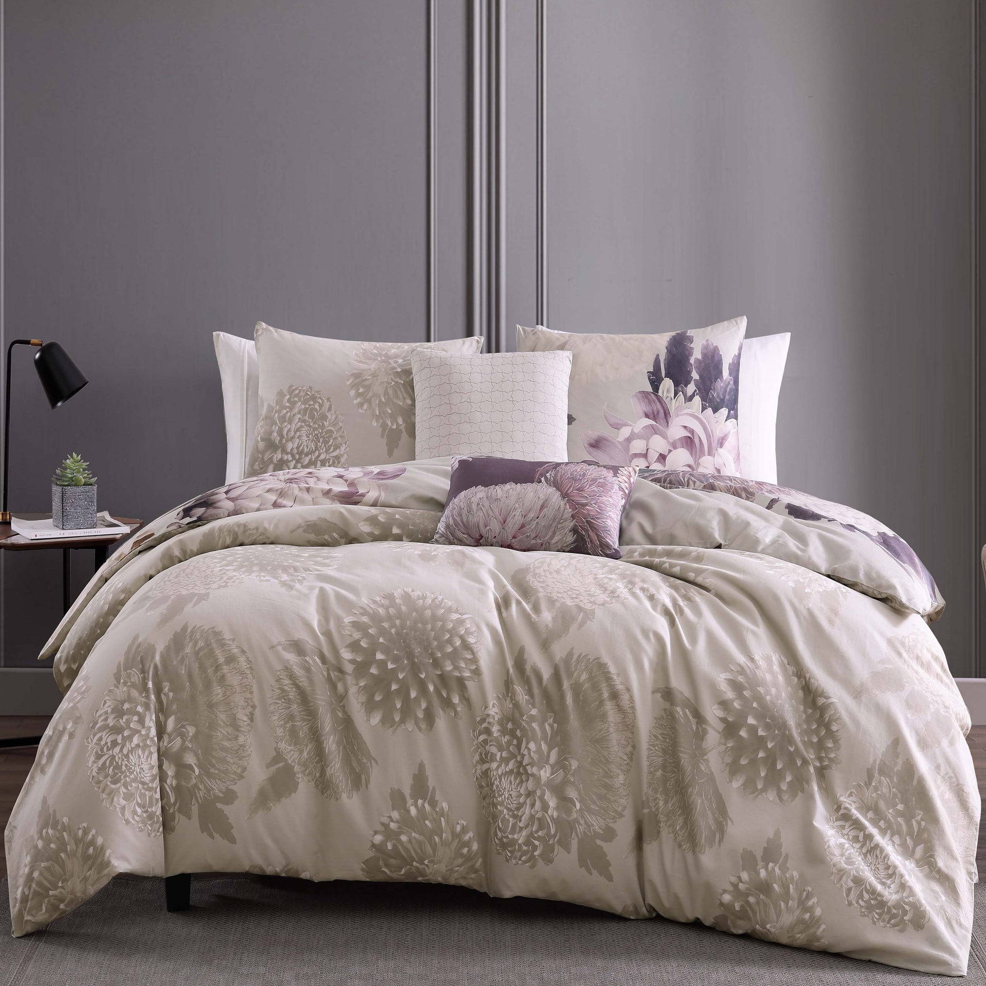 Bebejan Dahlia Purple 5 Piece Reversible Comforter Set