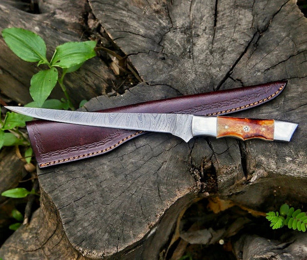 Custom Handmade Damascus Filleting Knife – 13