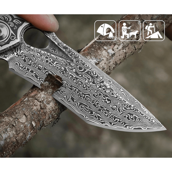 Magnum VG10 Damascus Pocket Knife with Exotic Red Sandal Wood Handle