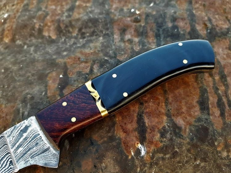 Custom Handmade Damascus Knives for Filleting Fish – 13-Inch Buffalo Horn & Rosewood Handle