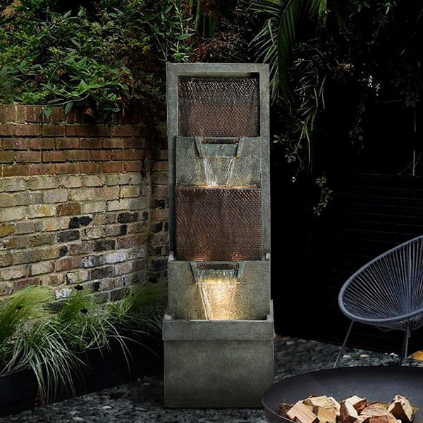 Resin 3 Tier Fountain Modern Outdoor with LED
