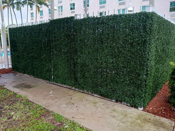 Dark Boxwood Artificial Vertical Garden Green Wall Panel 40×40in 11 SQ FT – UV Resistant – Commercial Grade