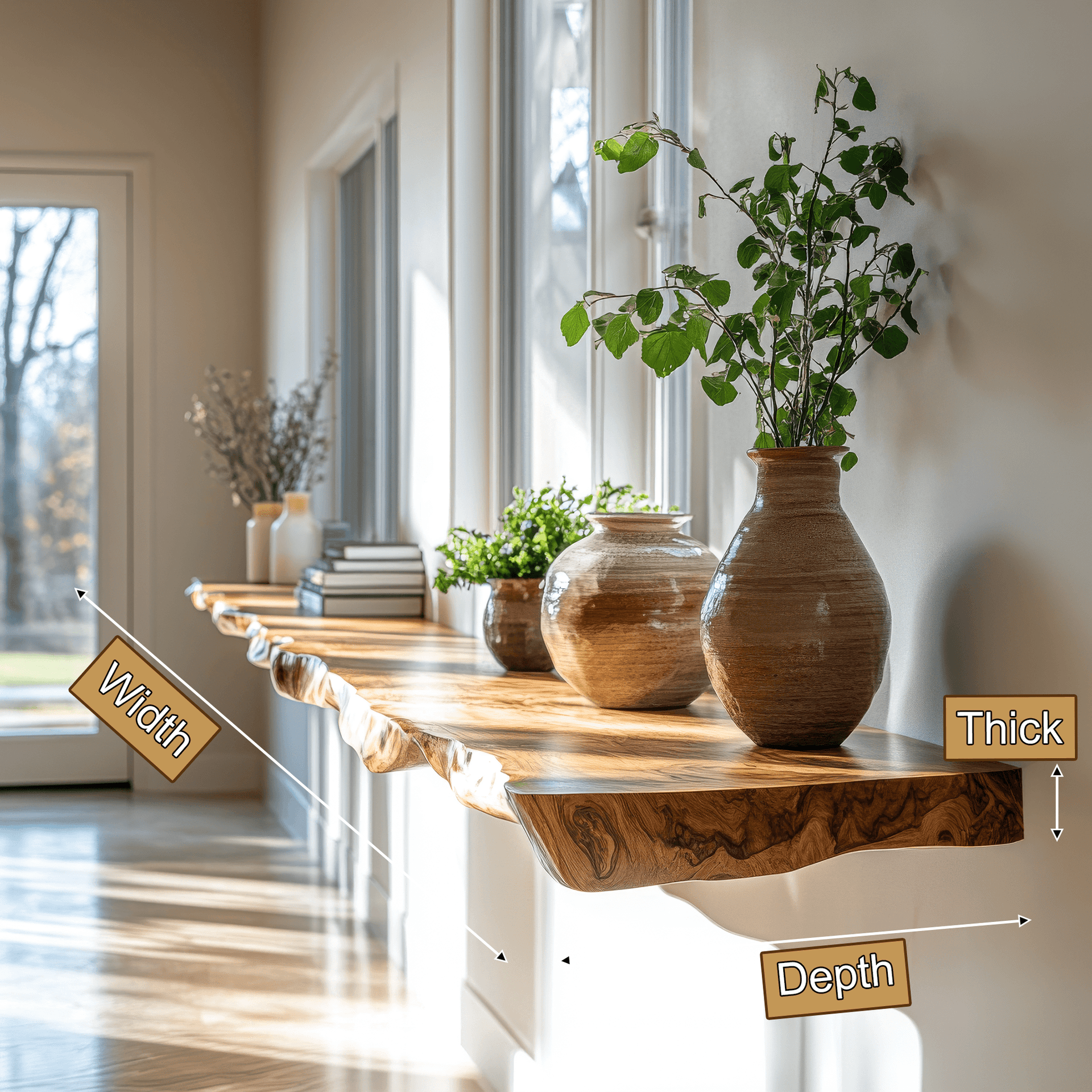 Darmion Live Edge Solid Wood Floating Shelf SPA302356