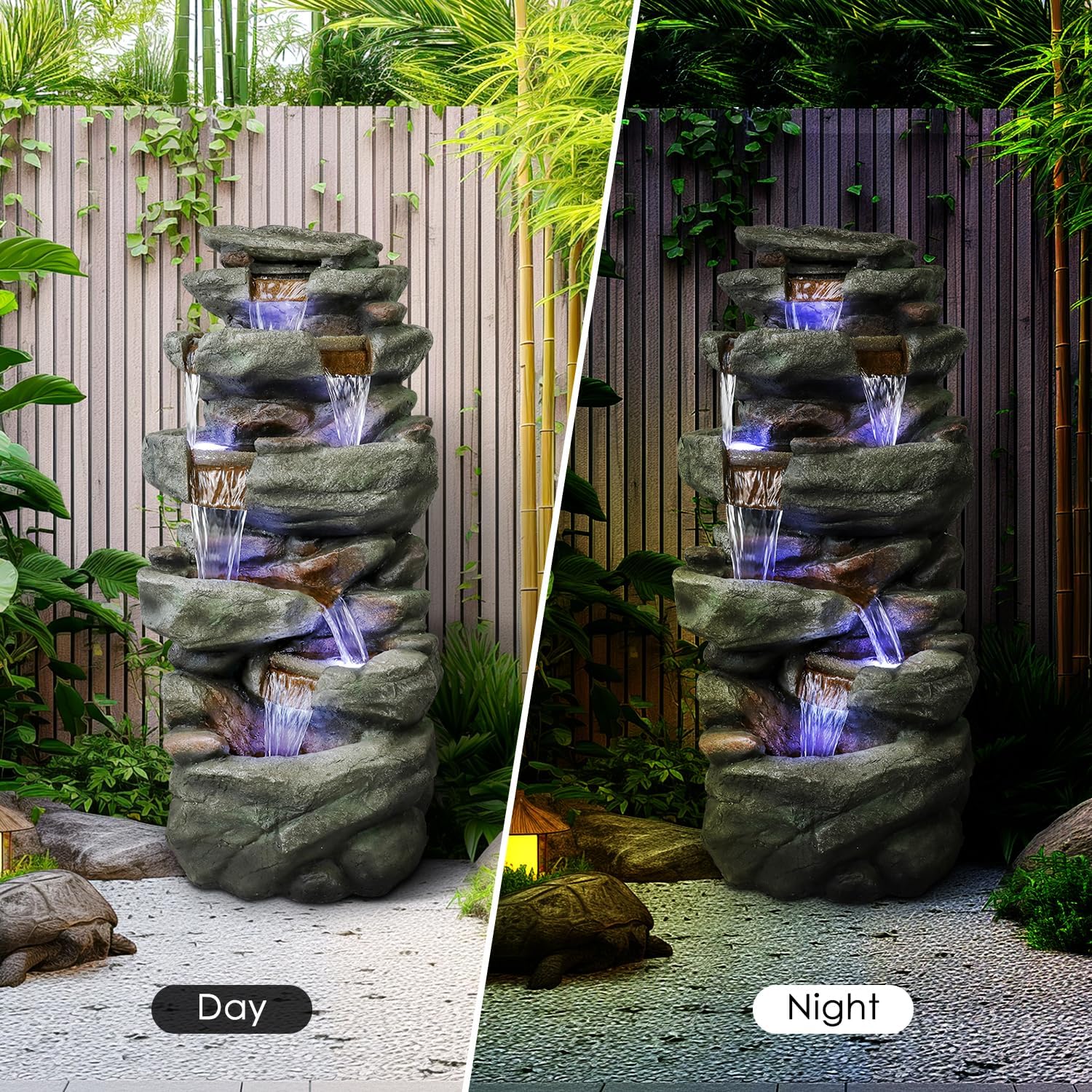 Resin Overhanging Ledge Rock Waterfall Fountain Outdoor