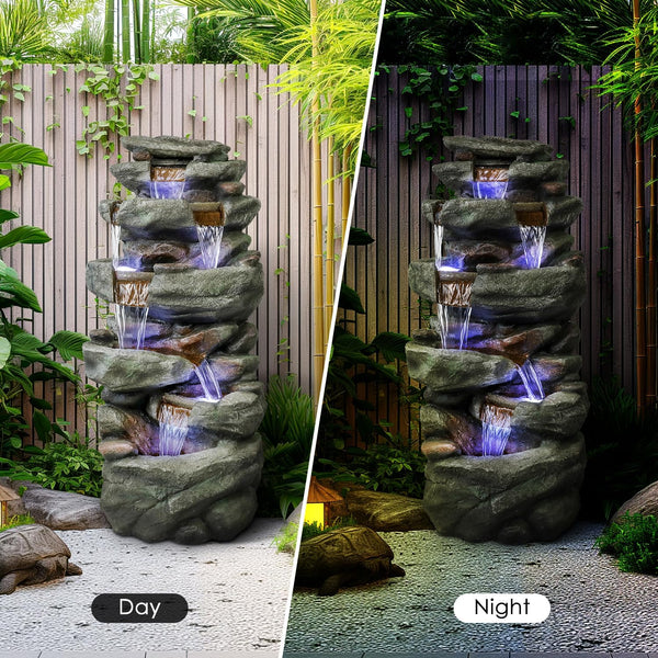 Resin Overhanging Ledge Rock Waterfall Fountain Outdoor