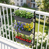 Deck Railing Planter Boxes with Adjustable Brackets & 3-Tier Design for Porch Patio-Black