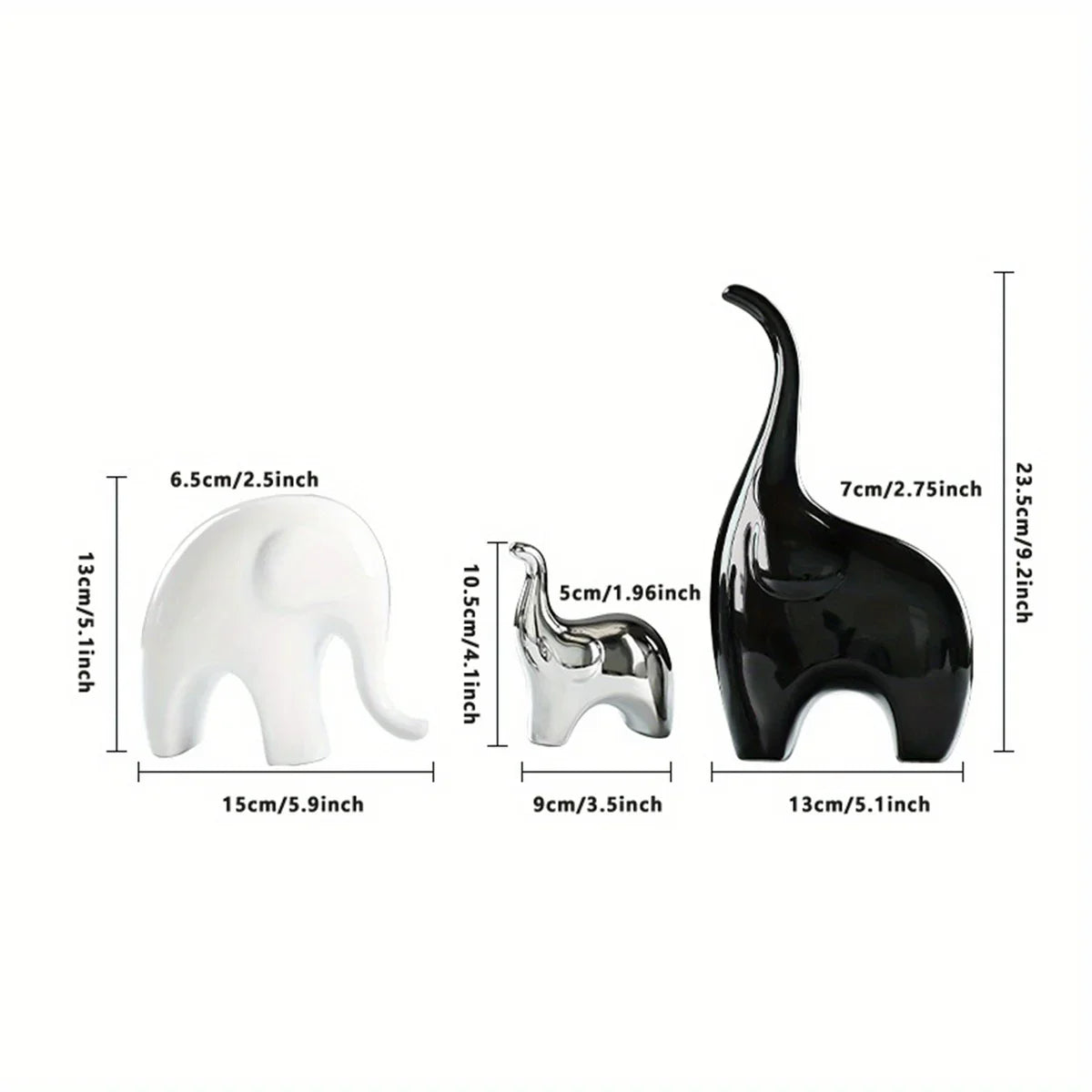 Decorative Ceramic Elephant Figurine Set for Tabletop Decor